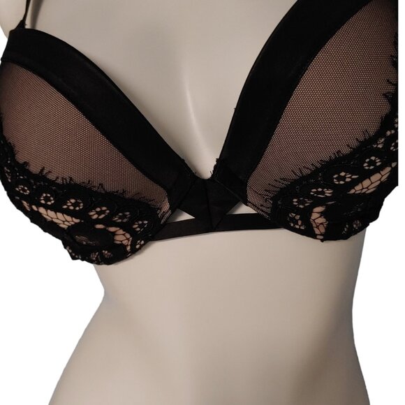 Victoria’s Secret Very Sexy Push Up Bra 32DD Black Lace Satin Limited Edition - Picture 8 of 16